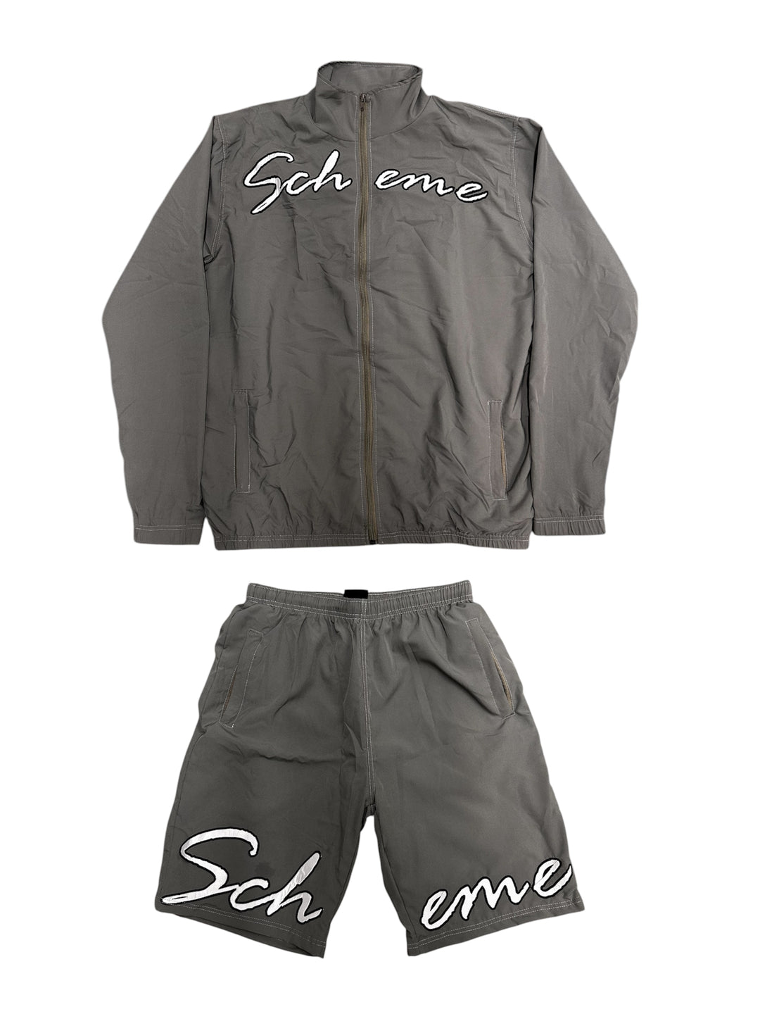 Script Nylon Short Set - Gray