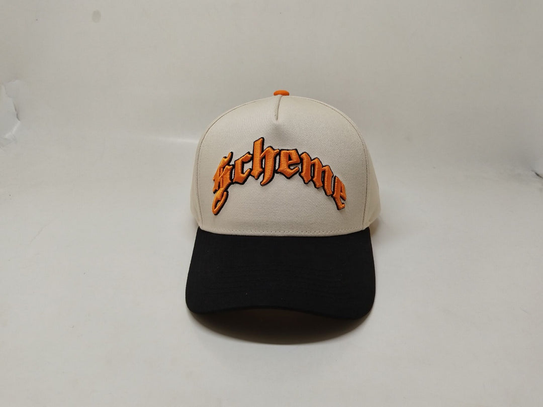 "Scheme" Logo Trucker Hat - Cream / Orange