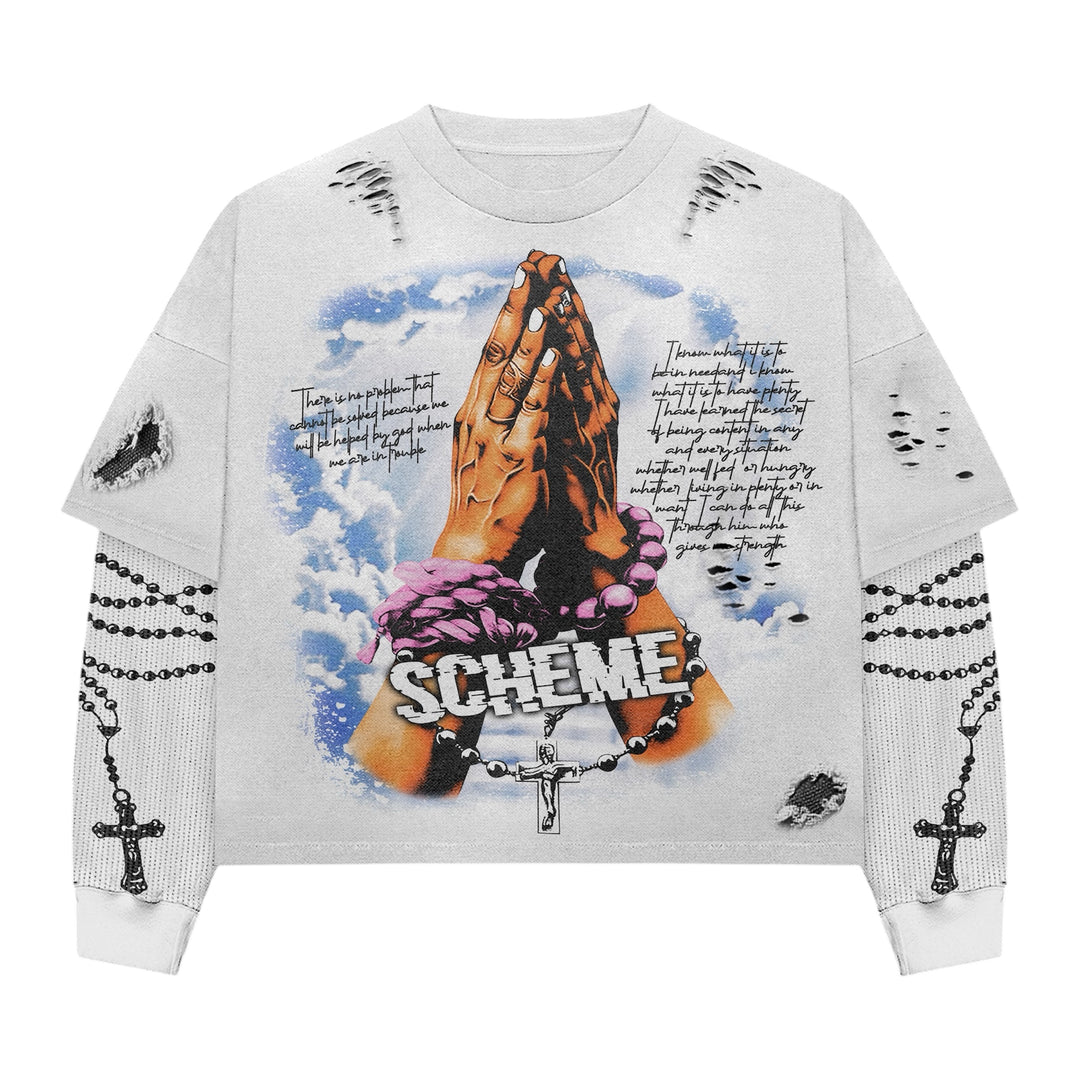Prayer Layered Tee - White