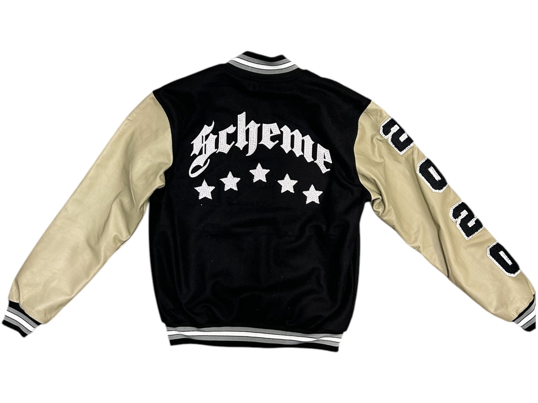 Rhinestone Varsity Jacket - Black