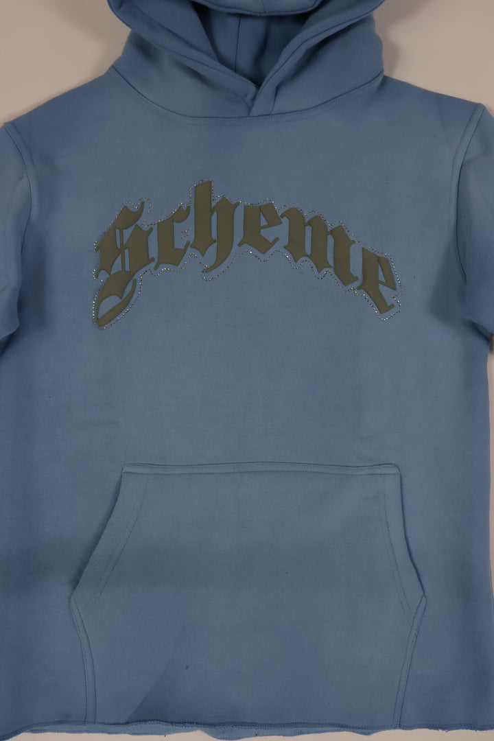 "Scheme" Rhinestone Star Puff - Carolina Blue Hoodie - Scheme Wear