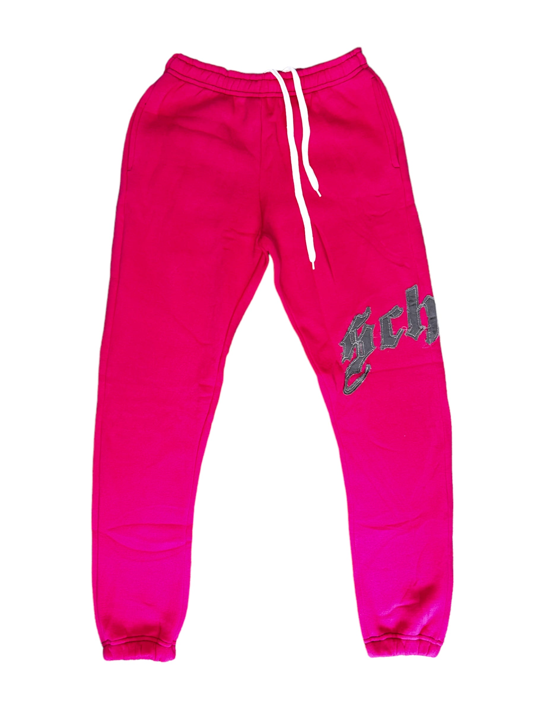 "Scheme" Distressed Sweatpants  - Hot Pink