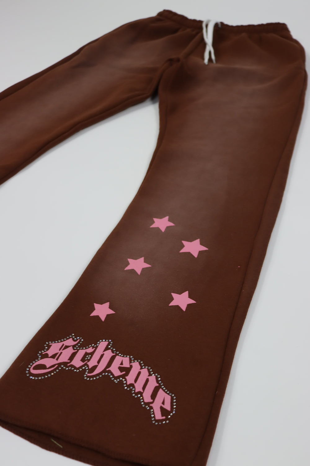 "Scheme" Rhinestone Star Puff - Washed Brown Flare Sweats - Scheme Wear