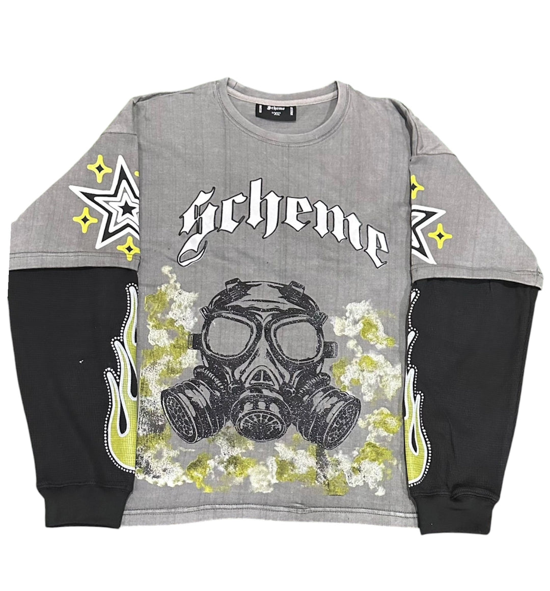 Gas Mask Layered Tee - Gray