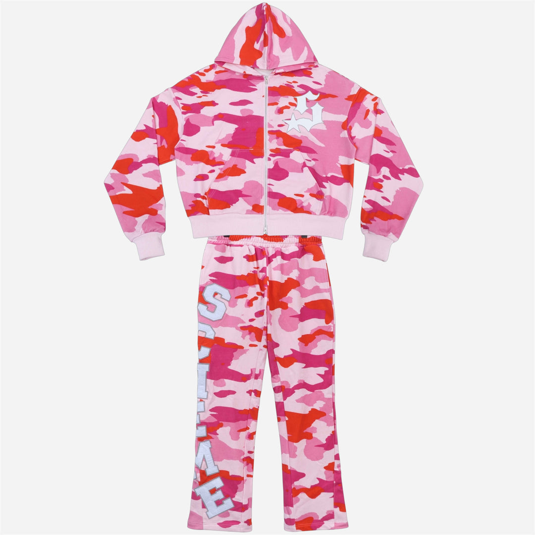 Varsity Patch Sweatsuit  - Pink Camo