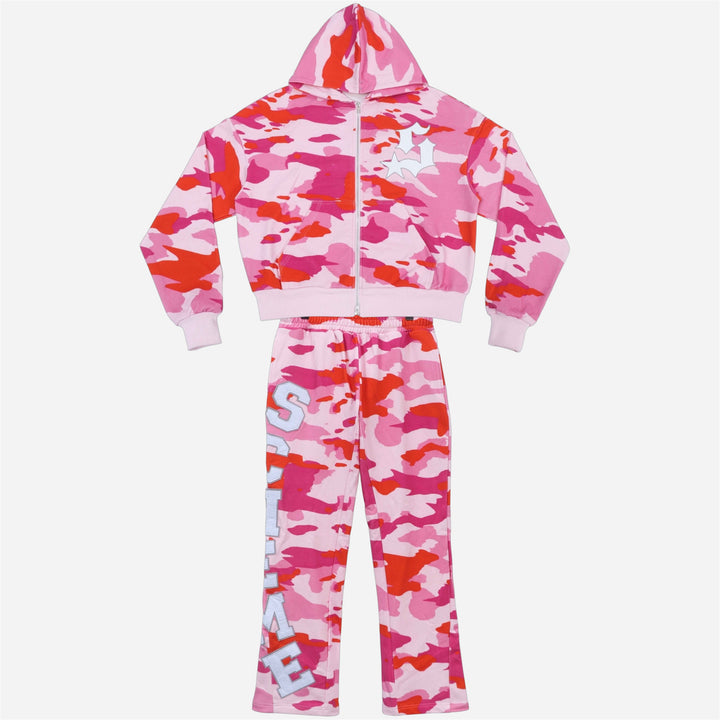 Varsity Patch Sweatsuit  - Pink Camo