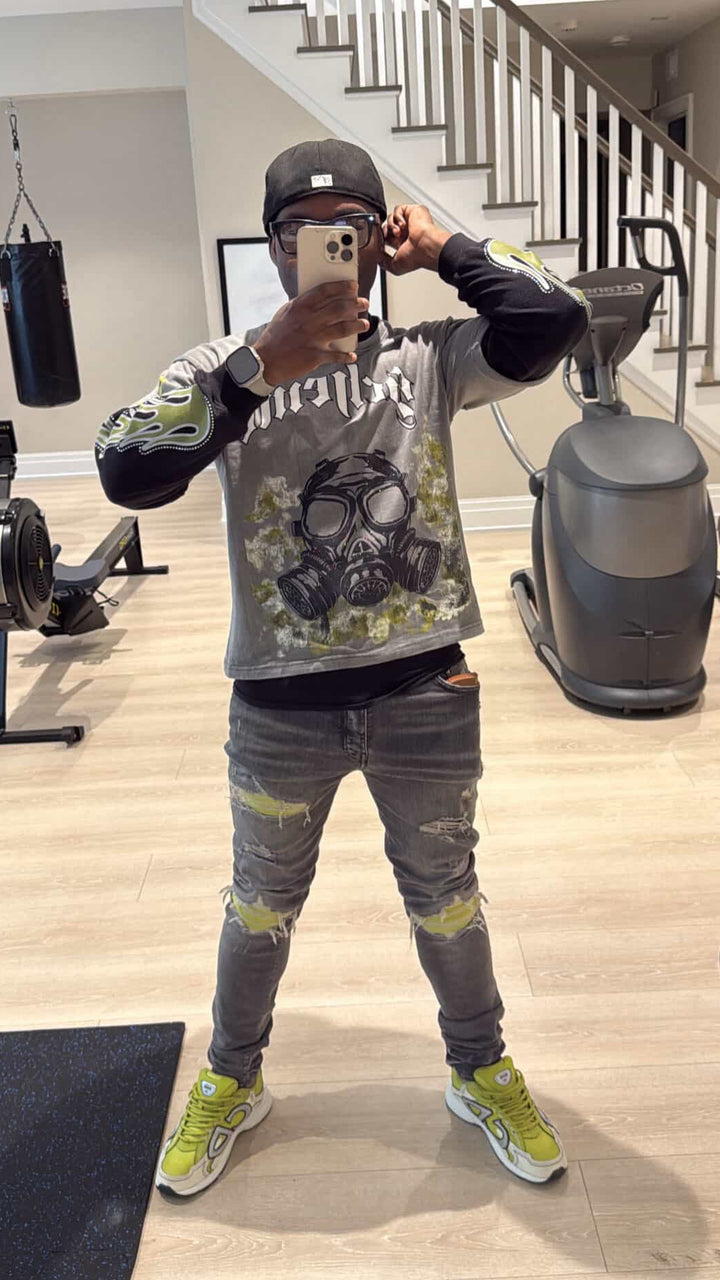 Gas Mask Layered Tee - Gray