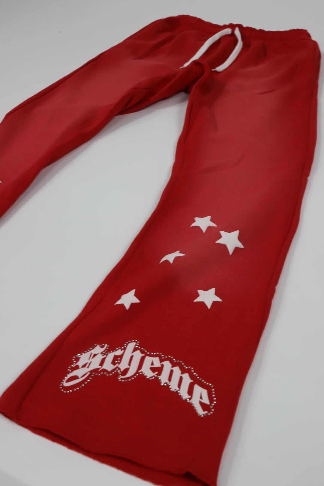 "Scheme" Rhinestone Star Puff - Washed Red Flare Sweats - Scheme Wear