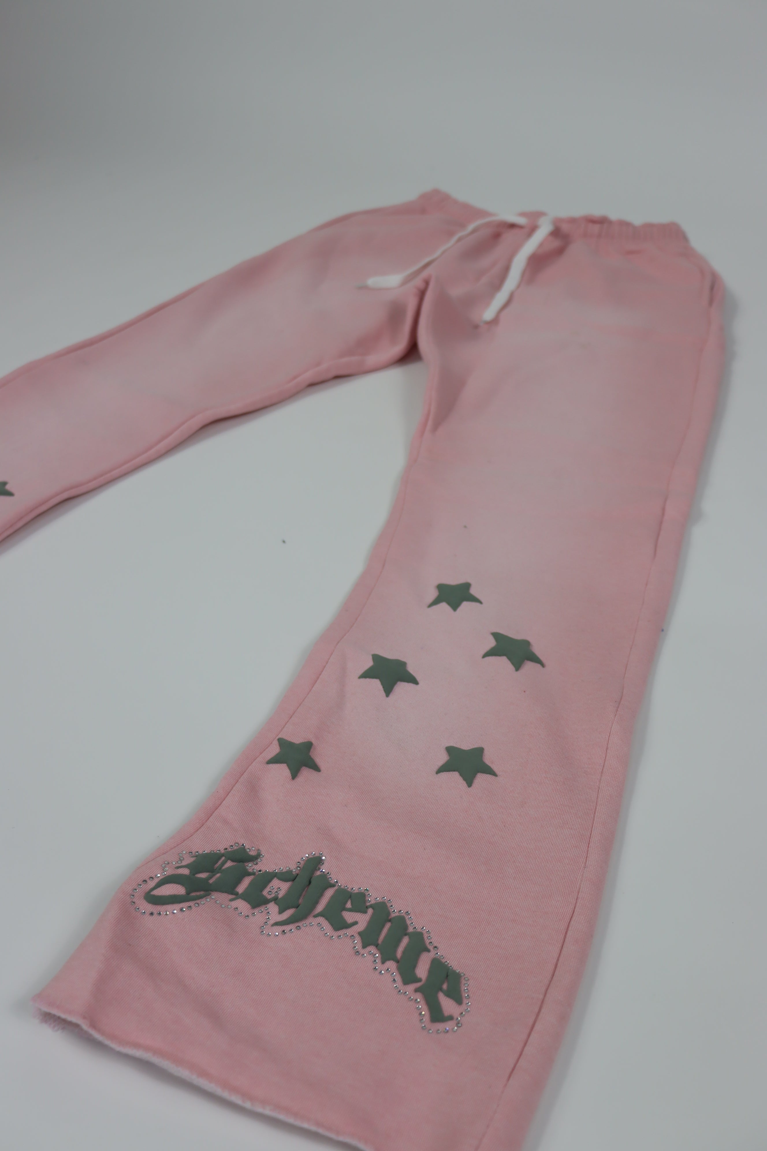 "Scheme" Rhinestone Star Puff - Washed Pink Flare Sweats - Scheme Wear