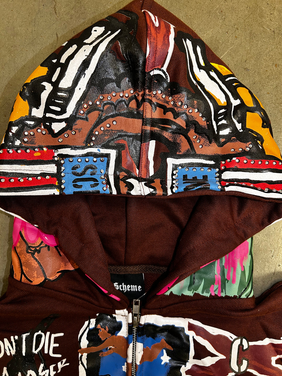Rhinestone Liberty Hoodie - Brown