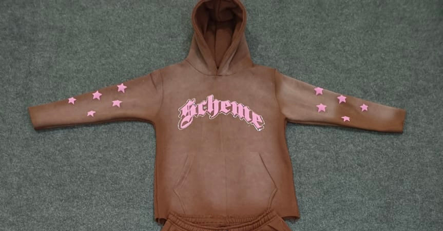 "Scheme" Rhinestone Star Puff - Washed Brown Hoodie - Scheme Wear