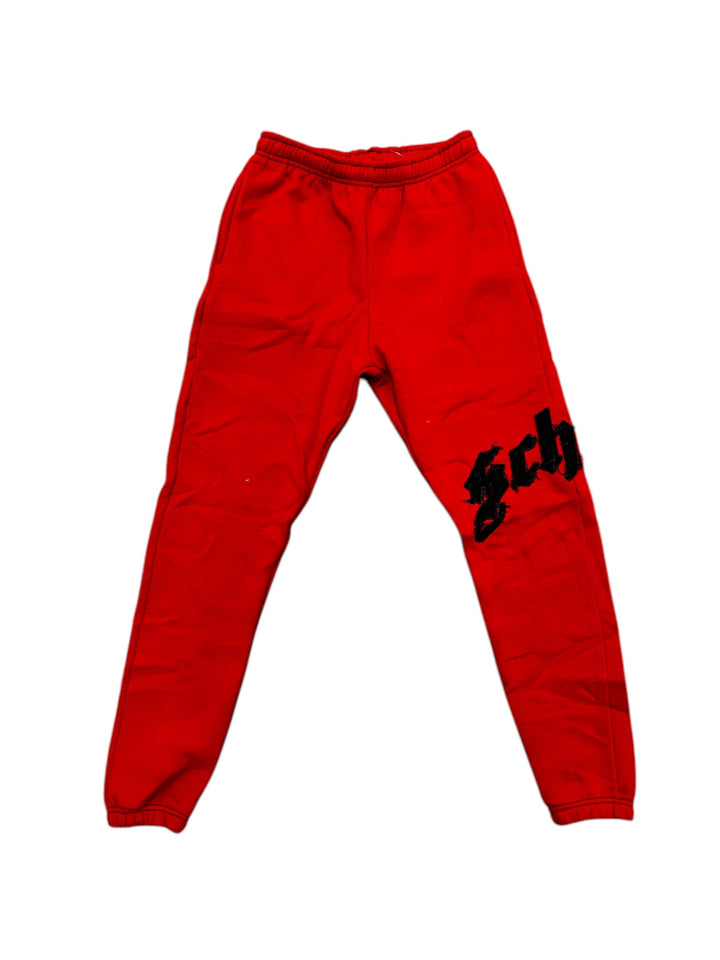 "Scheme" Distressed Sweatpants - Red