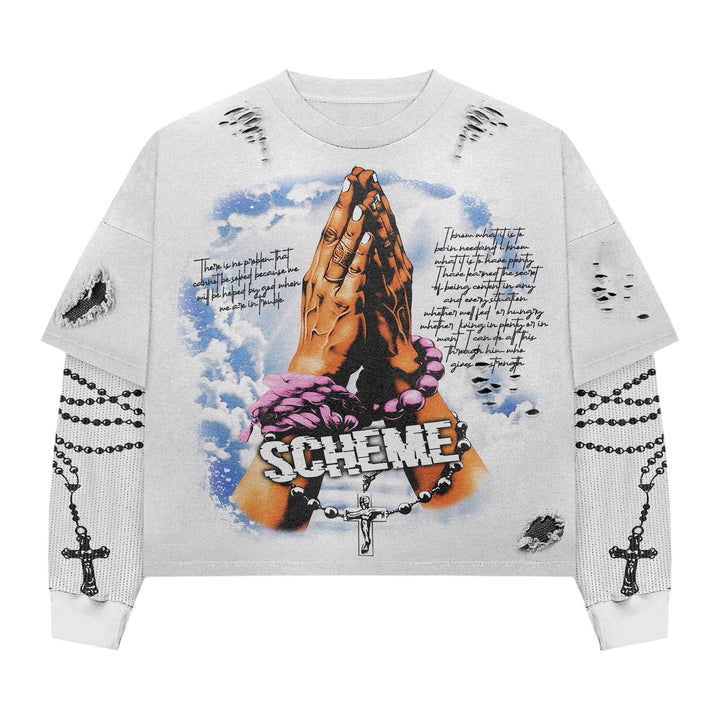 Prayer Layered Tee - White