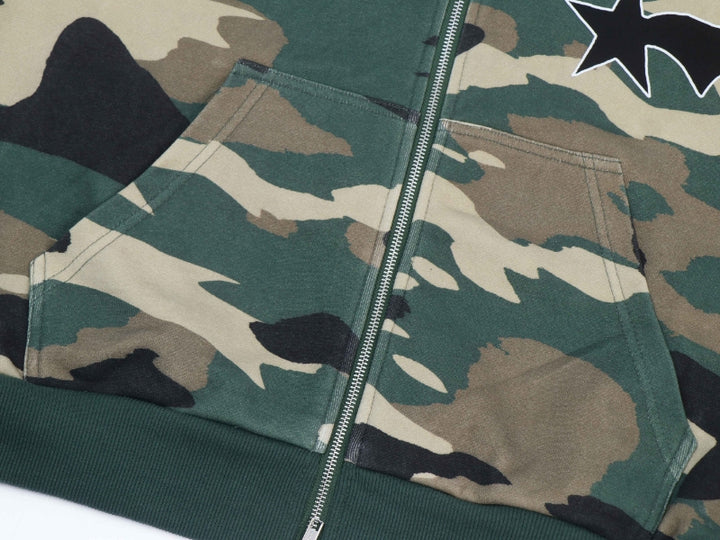 Varsity Patch Zip Up - Green Camo