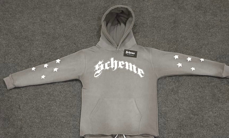 "Scheme" Rhinestone Star Puff - Charcoal Gray Hoodie - Scheme Wear