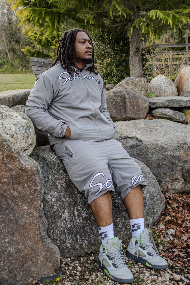 Script Nylon Short Set - Gray