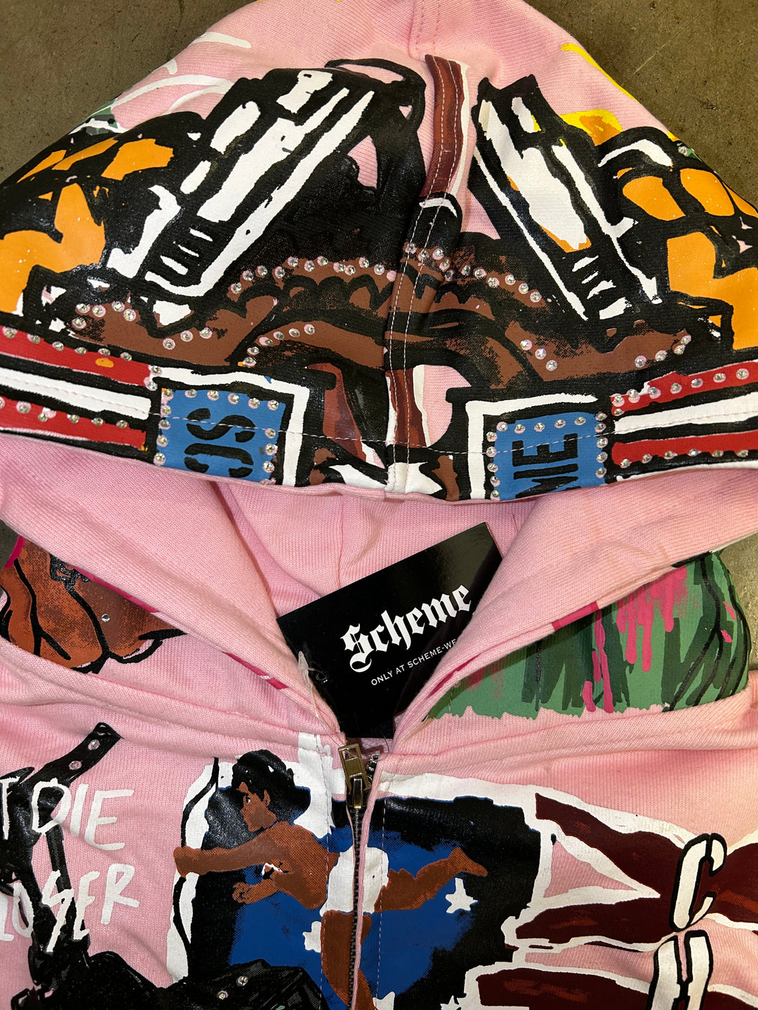 Rhinestone Liberty Hoodie - Pink