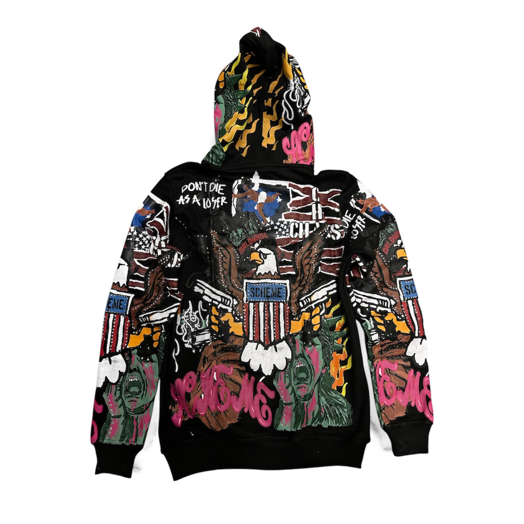 Rhinestone Liberty Hoodie - Black