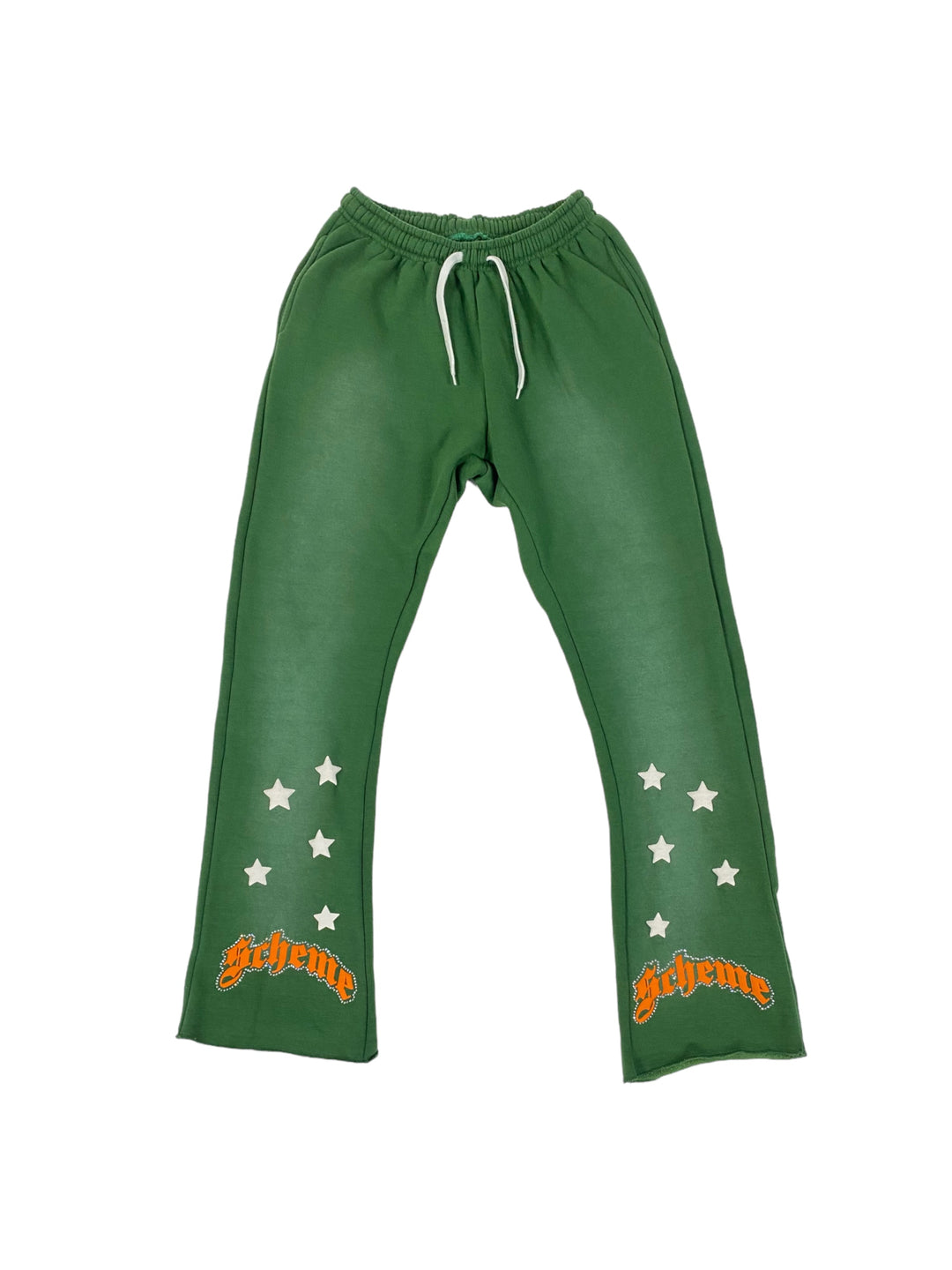 "Scheme" Rhinestone Star Puff - Washed Green Flare Sweats - Scheme Wear