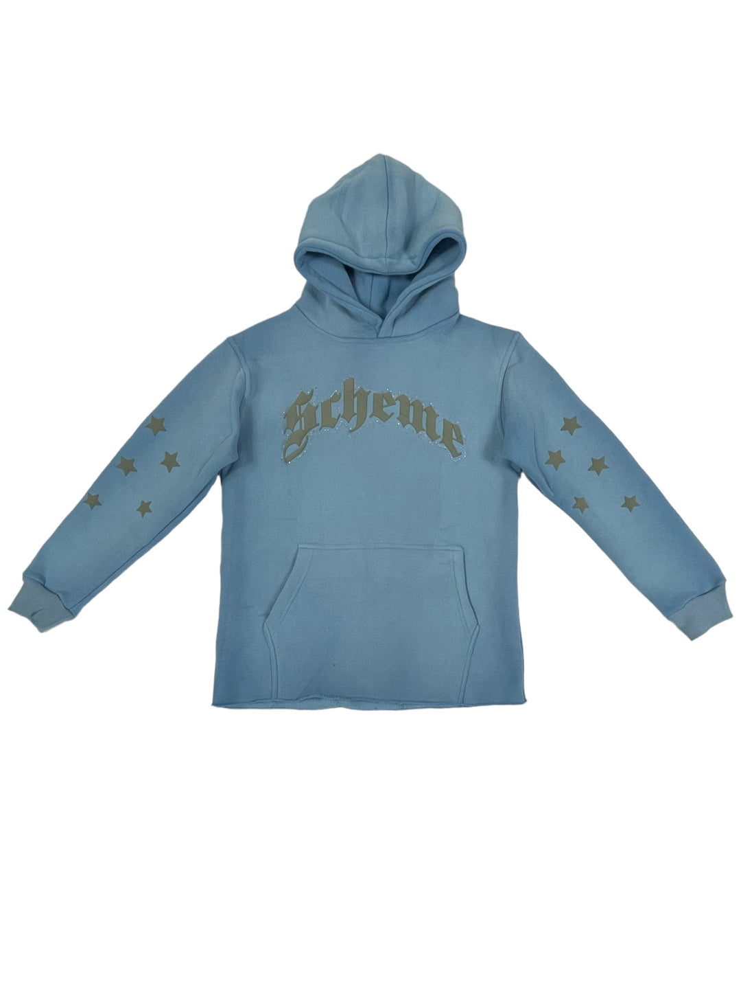 "Scheme" Rhinestone Star Puff - Carolina Blue Hoodie - Scheme Wear