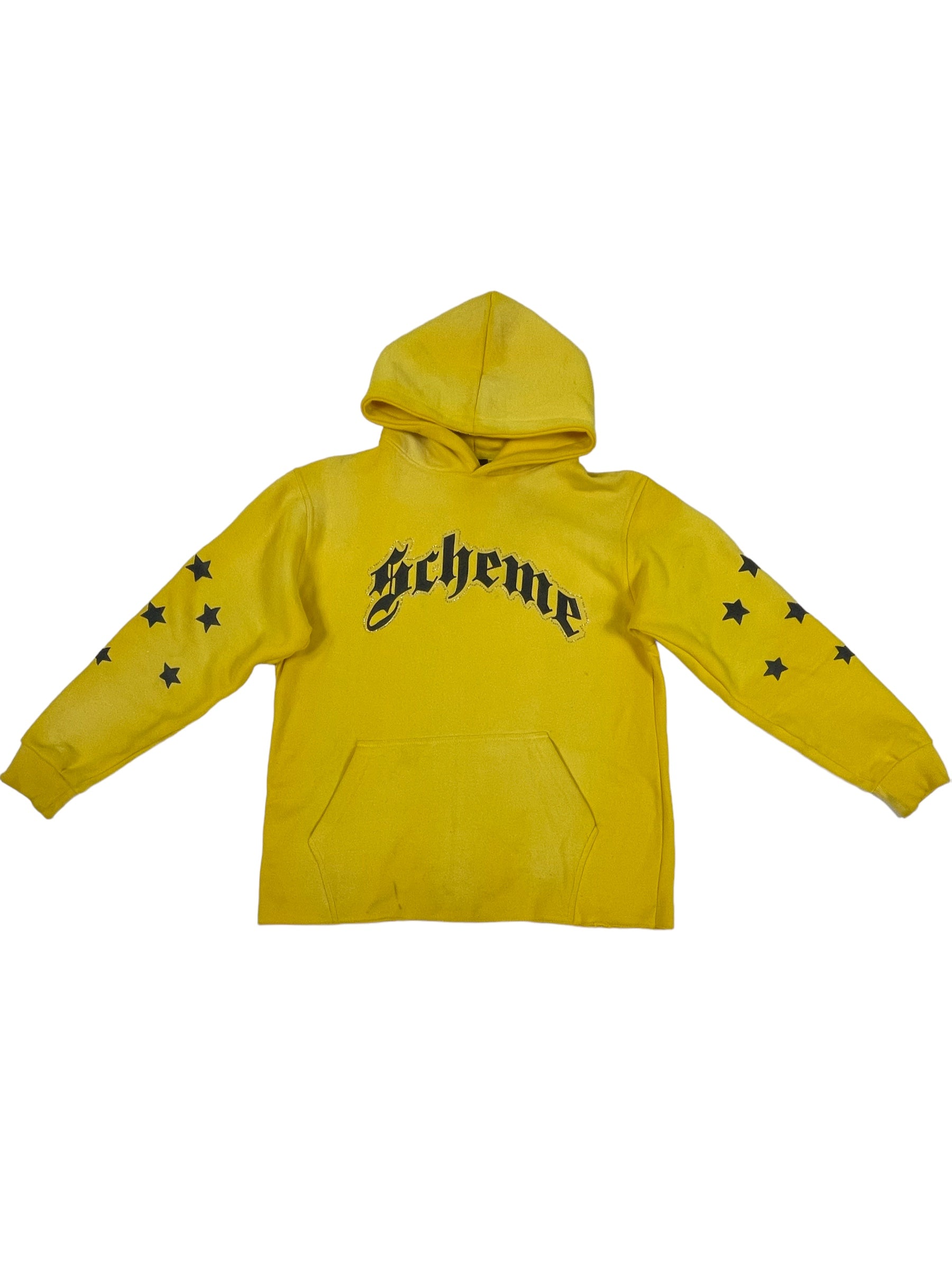 "Scheme" Rhinestone Star Puff - Washed Yellow Hoodie - Scheme Wear
