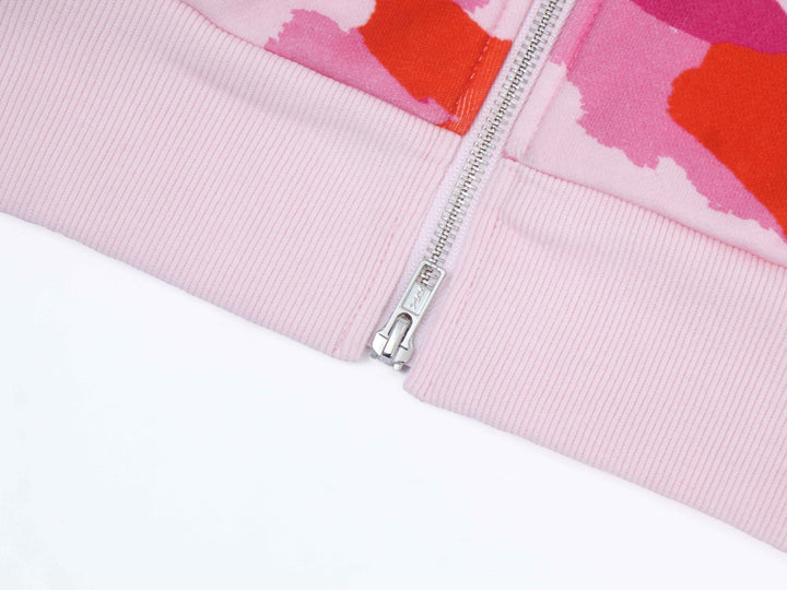 Varsity Patch Zip Up - Pink Camo