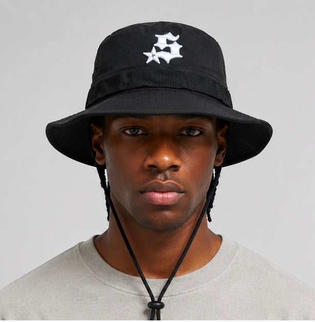Gorro de pescador con estrellas - Negro