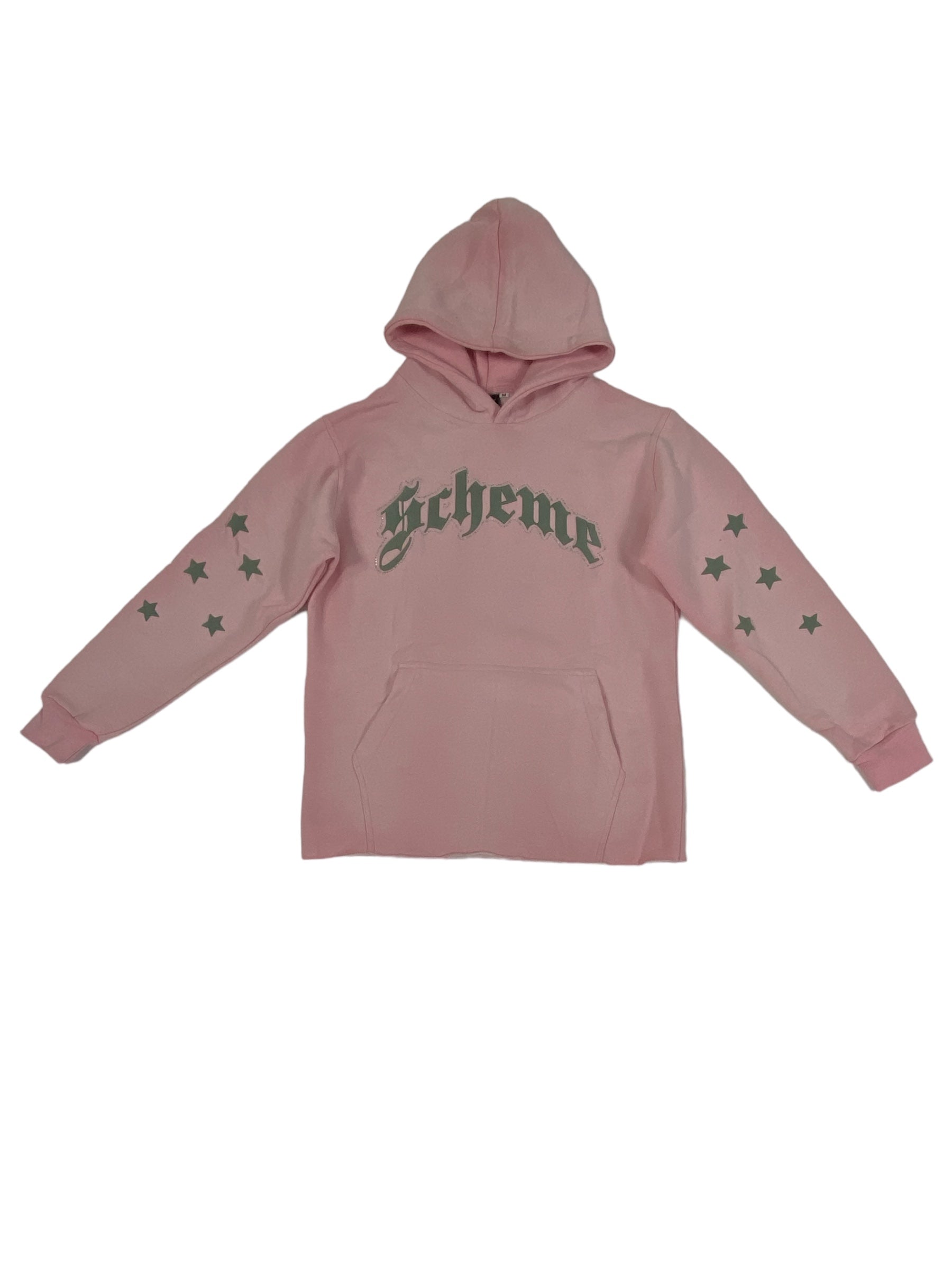 "Scheme" Rhinestone Star Puff - Washed Pink Hoodie - Scheme Wear