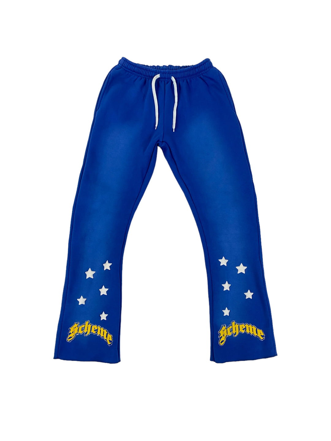 "Scheme" Rhinestone Star Puff - Washed Blue Flare Sweats - Scheme Wear