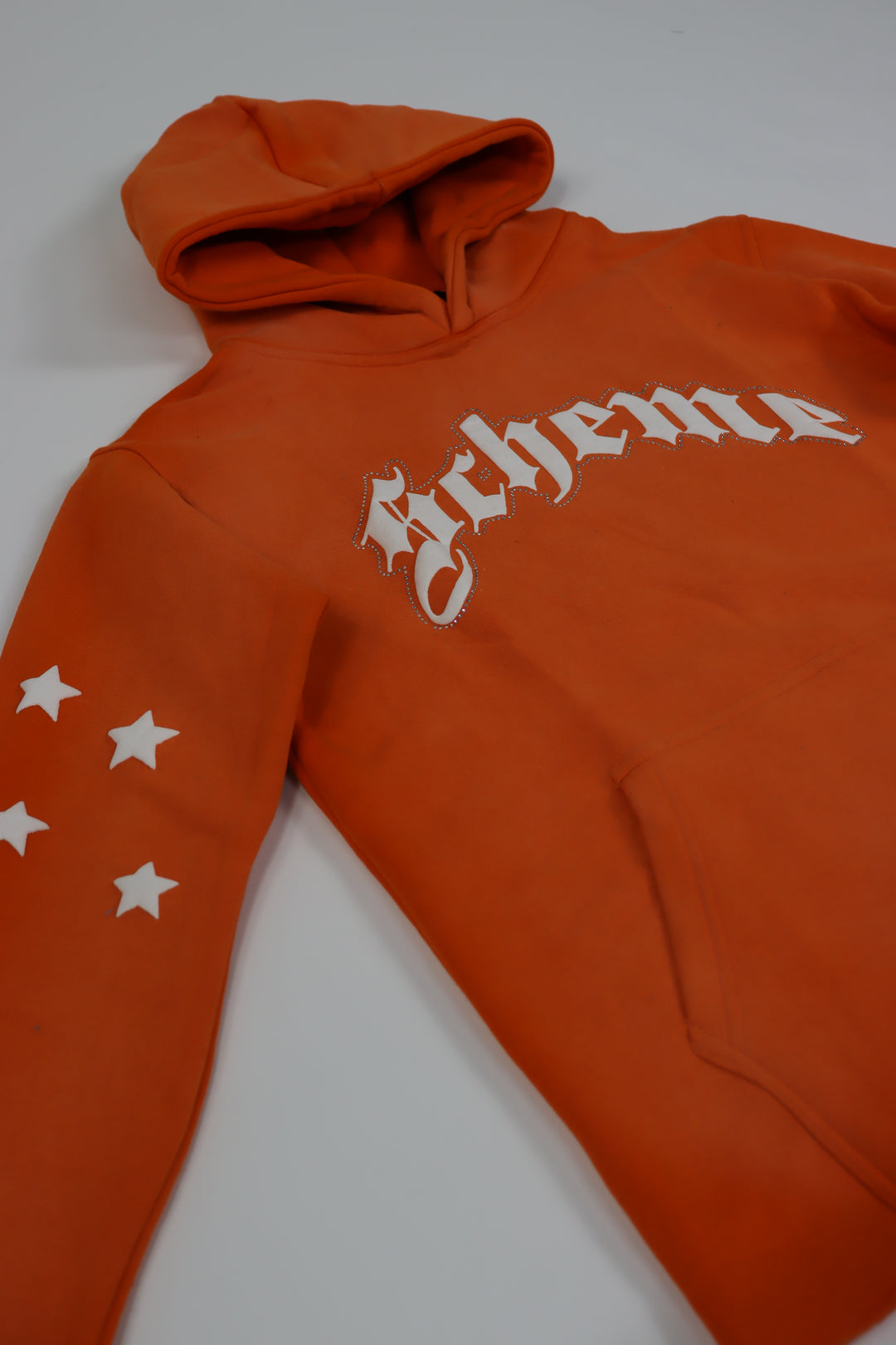 "Scheme" Rhinestone Star Puff - Washed Orange Hoodie - Scheme Wear