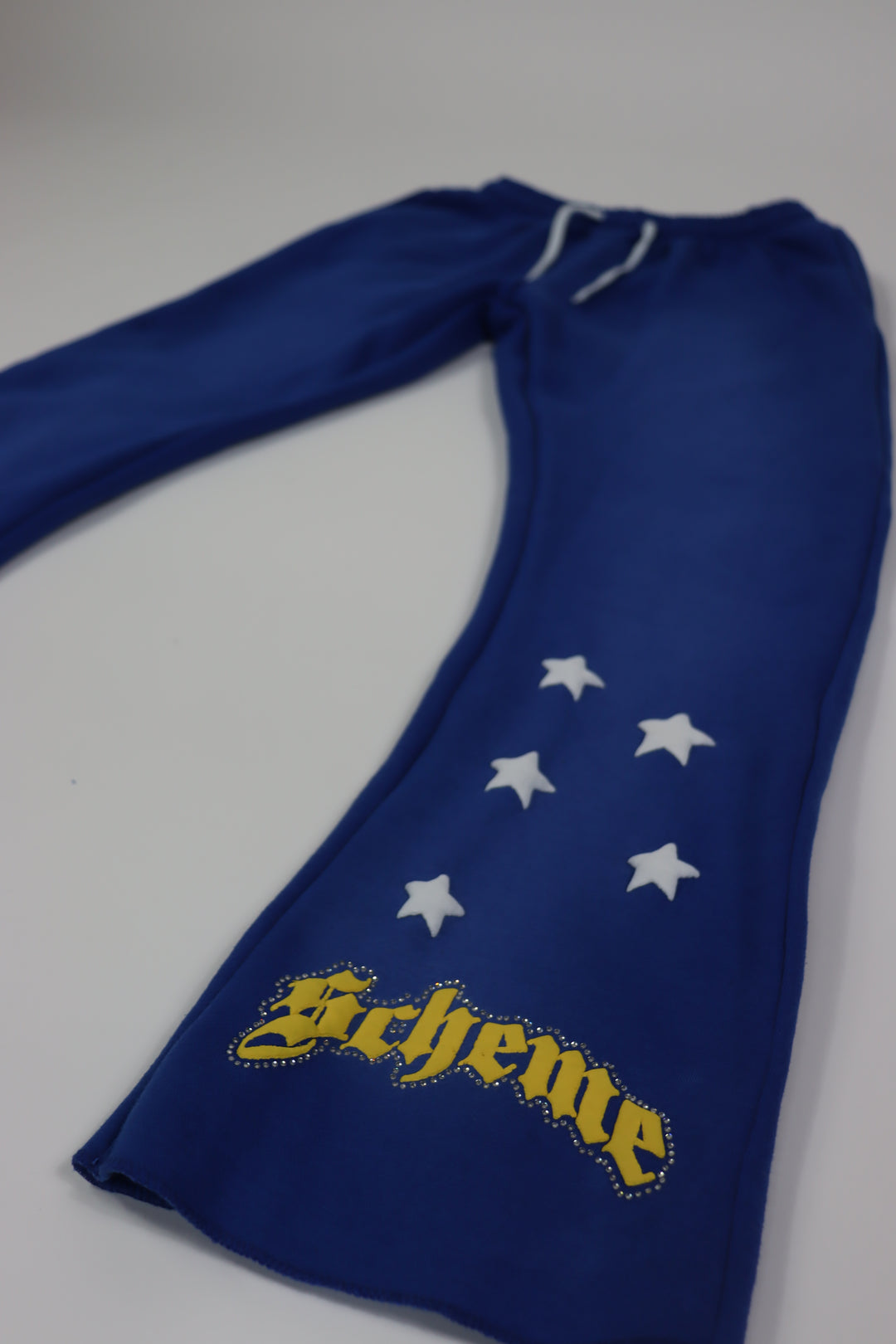 "Scheme" Rhinestone Star Puff - Washed Blue Flare Sweats - Scheme Wear