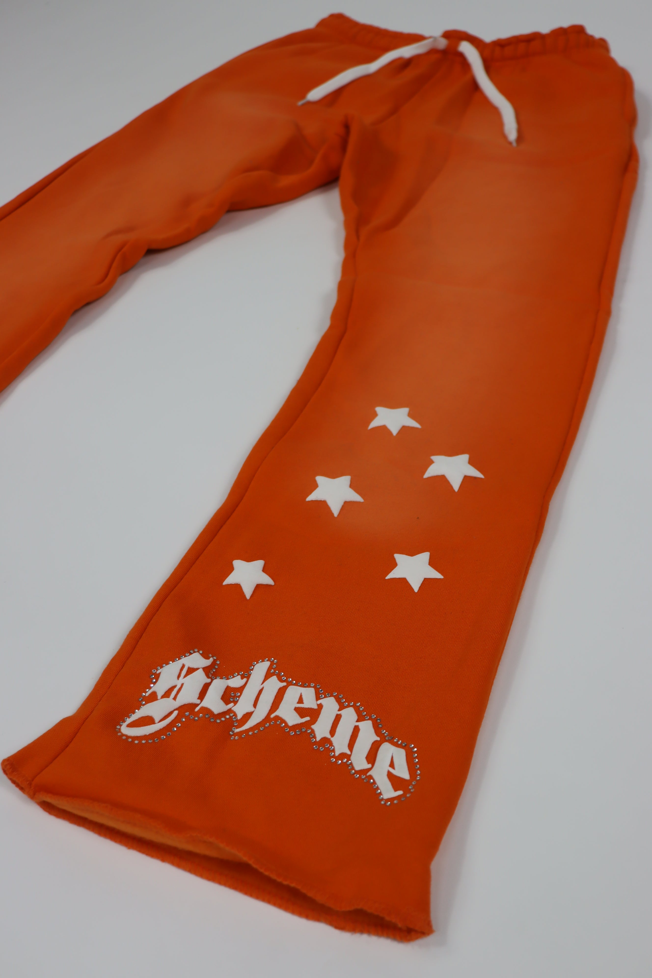 "Scheme" Rhinestone Star Puff - Washed Orange Flare Sweats - Scheme Wear
