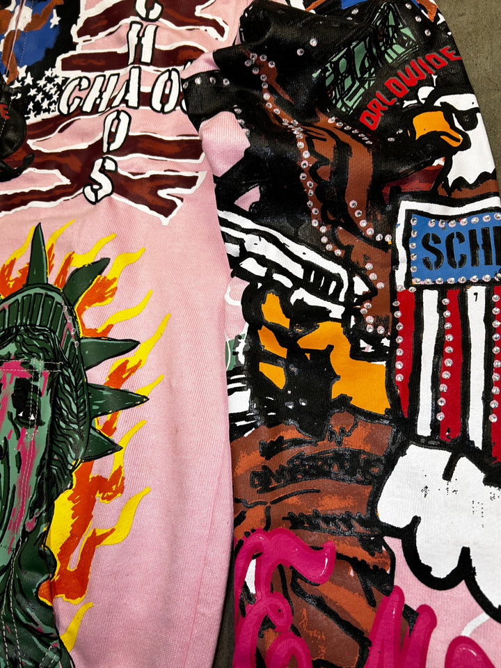 Rhinestone Liberty Hoodie - Pink