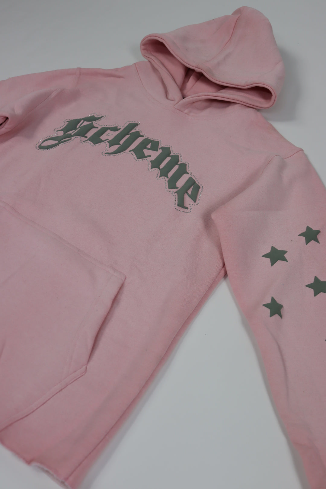 "Scheme" Rhinestone Star Puff - Washed Pink Hoodie - Scheme Wear