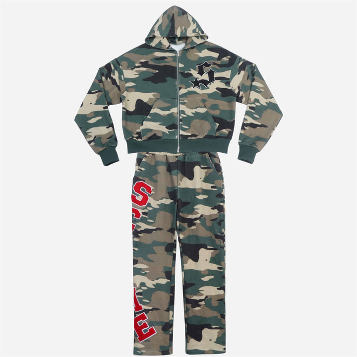 Varsity Patch Sweatsuit  - Green Camo