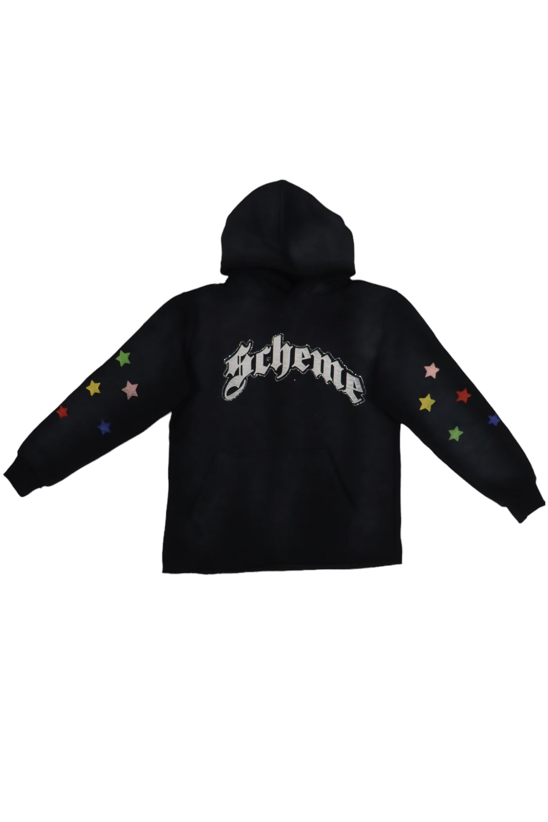 "Scheme" Rhinestone Star Puff - Washed Black Hoodie - Scheme Wear