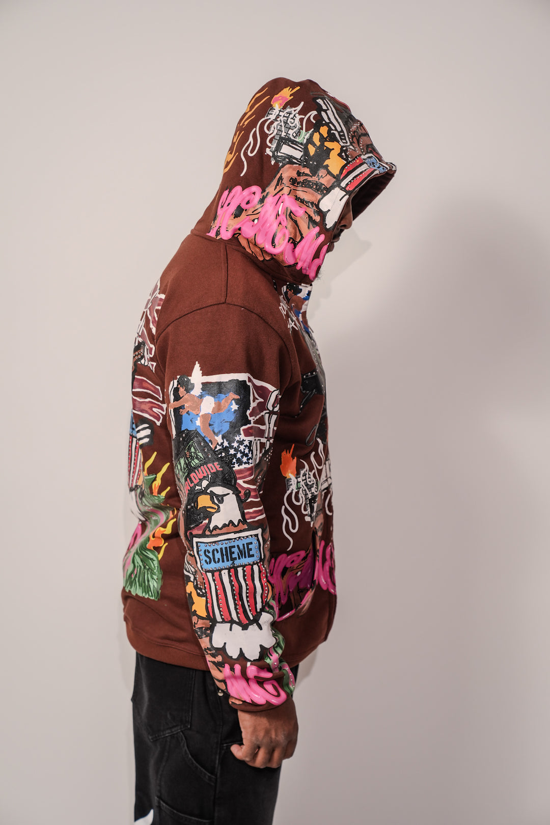 Rhinestone Liberty Hoodie - Brown