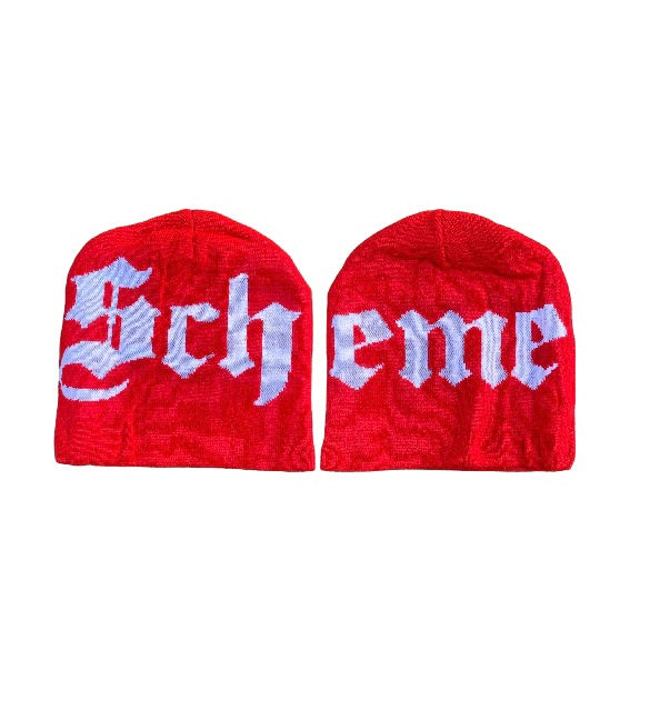 "Scheme" Split Knit Beanie - Red