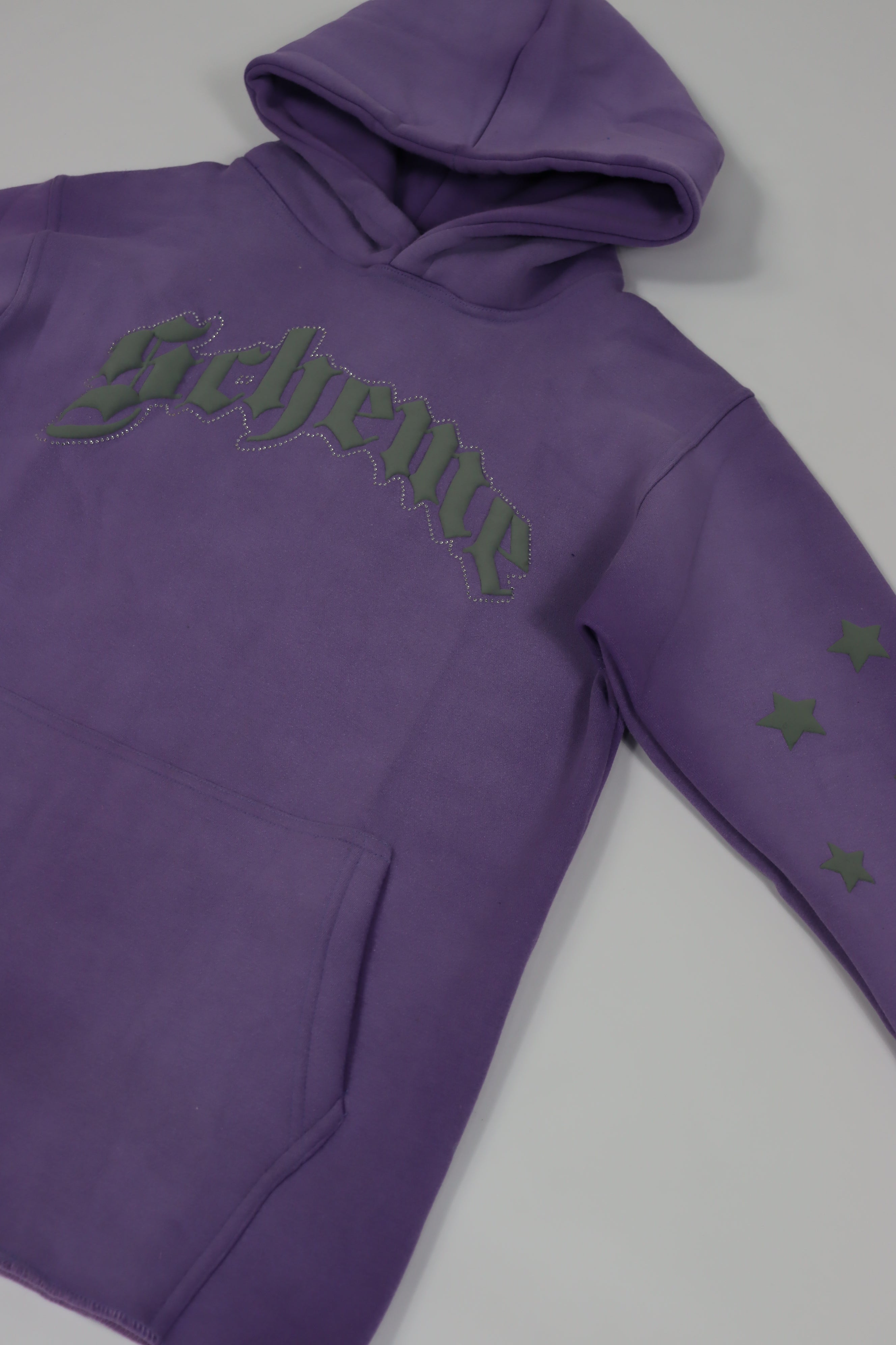 "Scheme" Rhinestone Star Puff - Washed Purple Hoodie - Scheme Wear