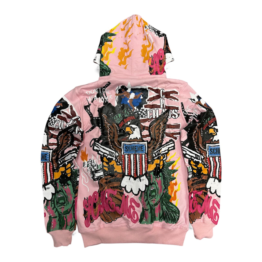 Rhinestone Liberty Hoodie - Pink