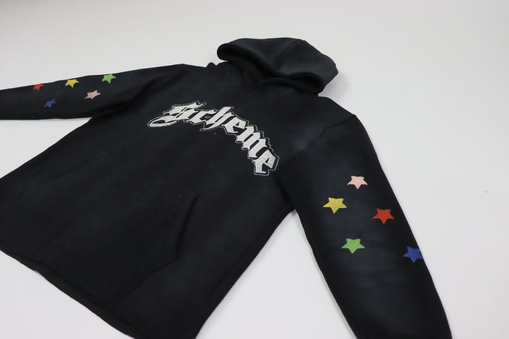 "Scheme" Rhinestone Star Puff - Washed Black Hoodie - Scheme Wear