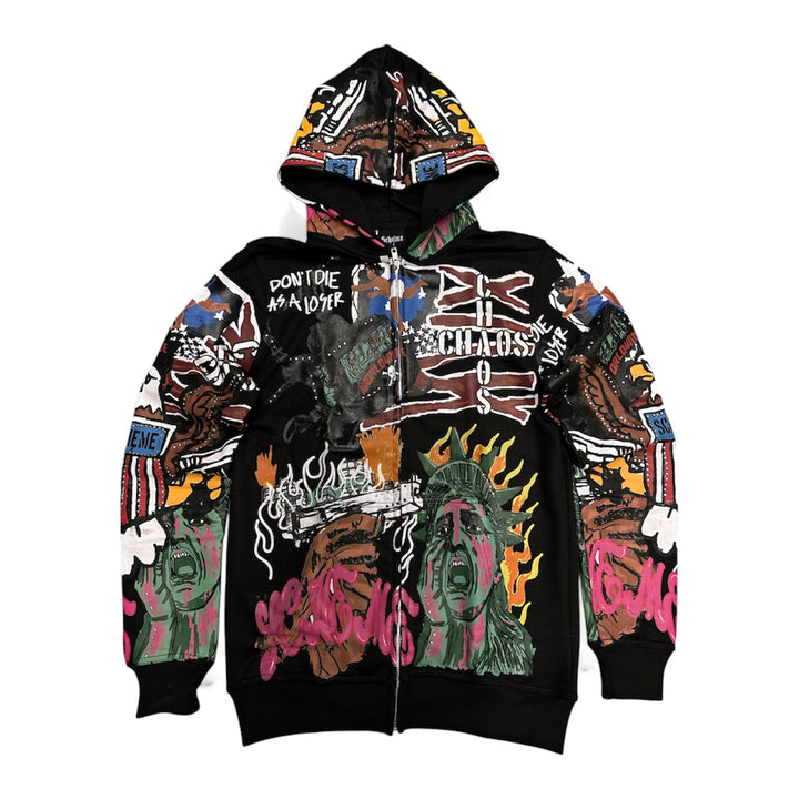 Rhinestone Liberty Hoodie - Black