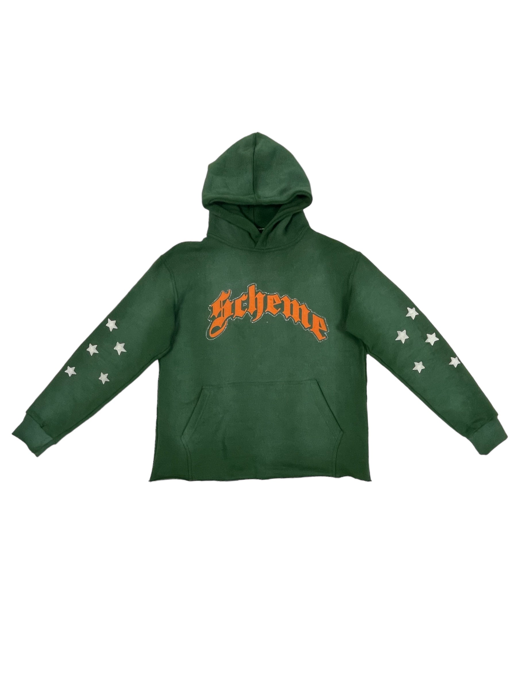"Scheme" Rhinestone Star Puff - Washed Green Hoodie - Scheme Wear