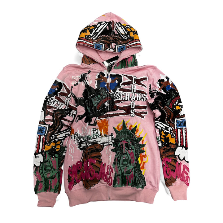Rhinestone Liberty Hoodie - Pink