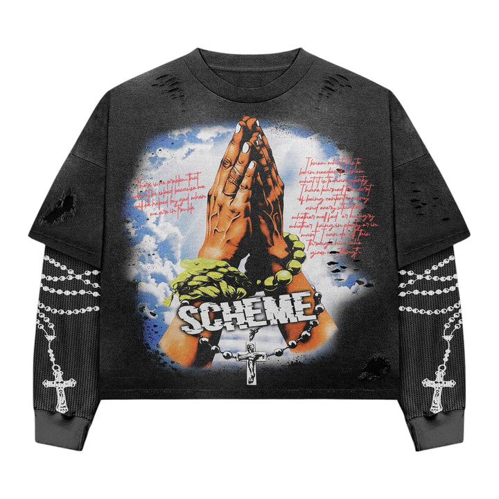 Prayer Layered Tee - Black