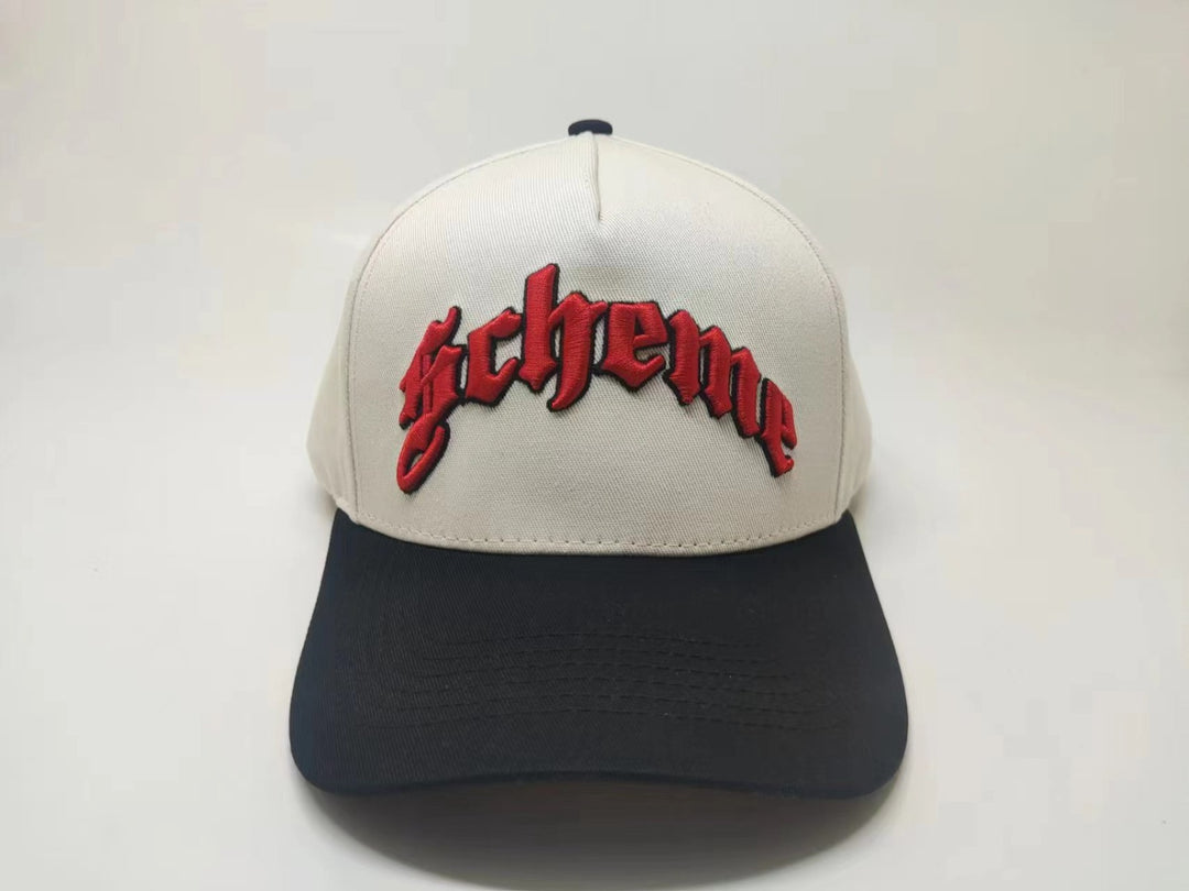 "Scheme" Logo Trucker Hat - Cream / Red