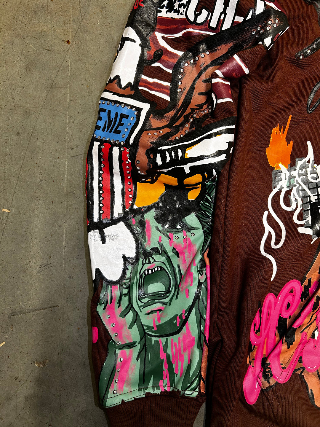 Rhinestone Liberty Hoodie - Brown