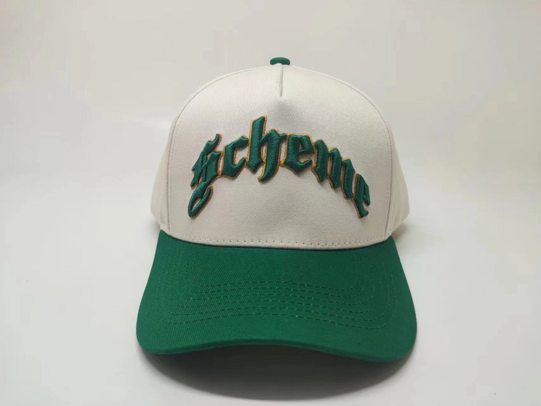 "Scheme" Logo Trucker Hat - Cream / Green