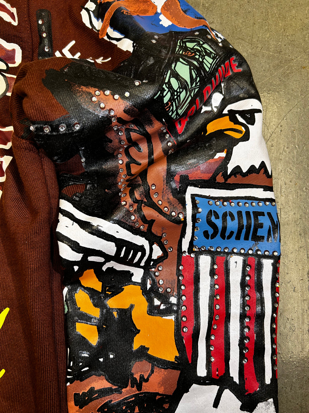 Rhinestone Liberty Hoodie - Brown