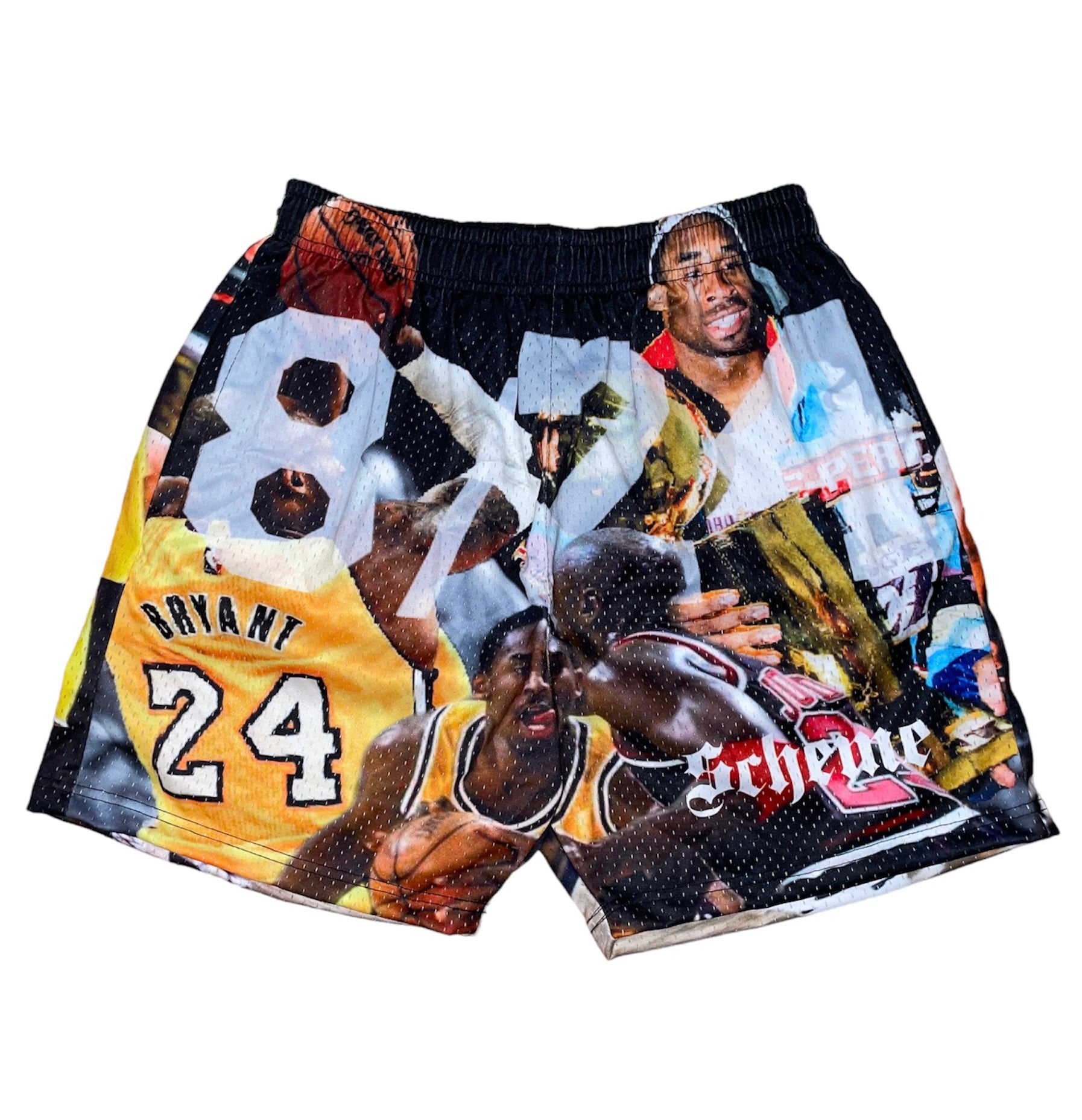 Men's graphic mesh shorts with a picture of kobe bryant michael jordan